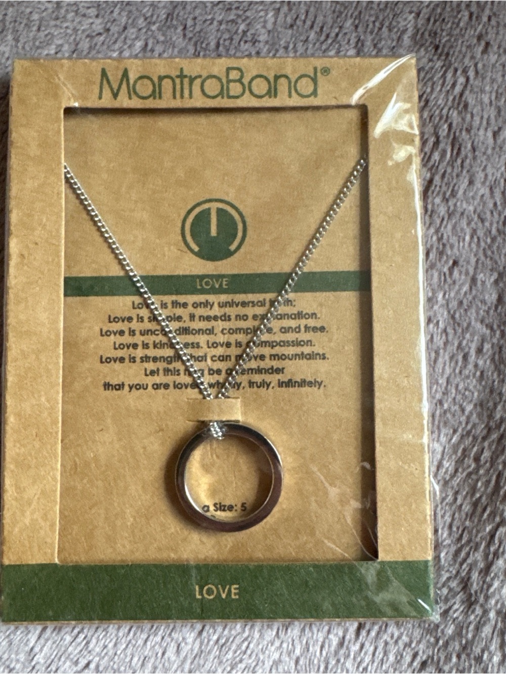 MantraBand Silver 'Love' Ring Necklace on Chain